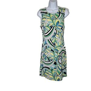 Jennifer Lopez Geometric Print Dress Women's M Multicolor Sleeveless Open Back L